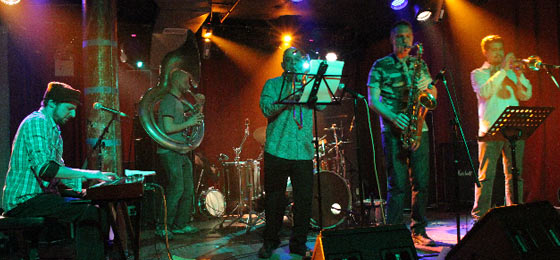 Outer Borough Brass Band at Sullivan Hall 3-29-11 (photo by James Demaria)